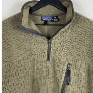 90s Patagonia Mens Med Pullover olive Grid Fleece